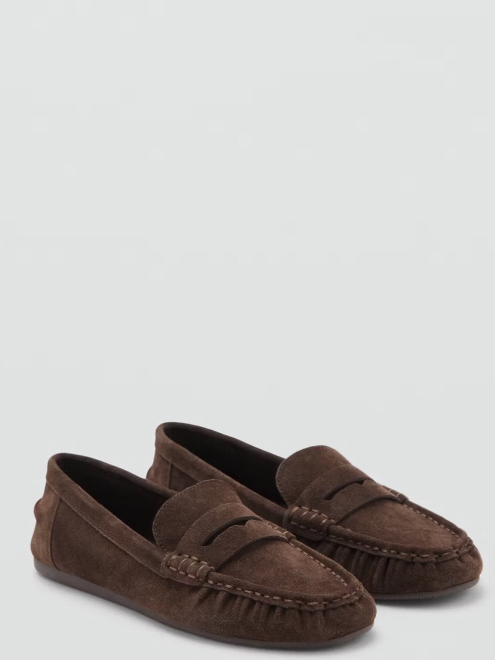 Mango Men's Dark Brown Suede Penny Loafers
